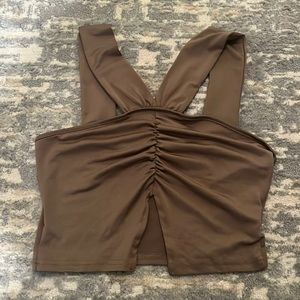 Brown crop tank top